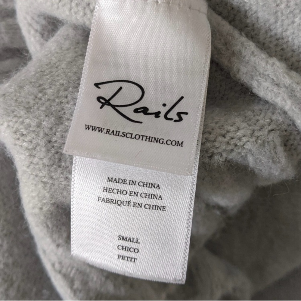 Rails Perci Lightning Bolt Sweater Grey White Cashmere Blend Crew Neck Small - Picture 7 of 9